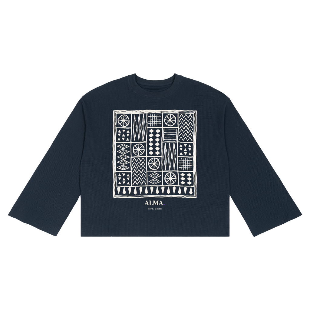 Nourish Your Roots Waffle Long Sleeve - Indigo