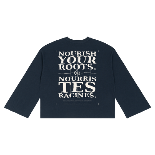 Nourish Your Roots Waffle Long Sleeve - Indigo